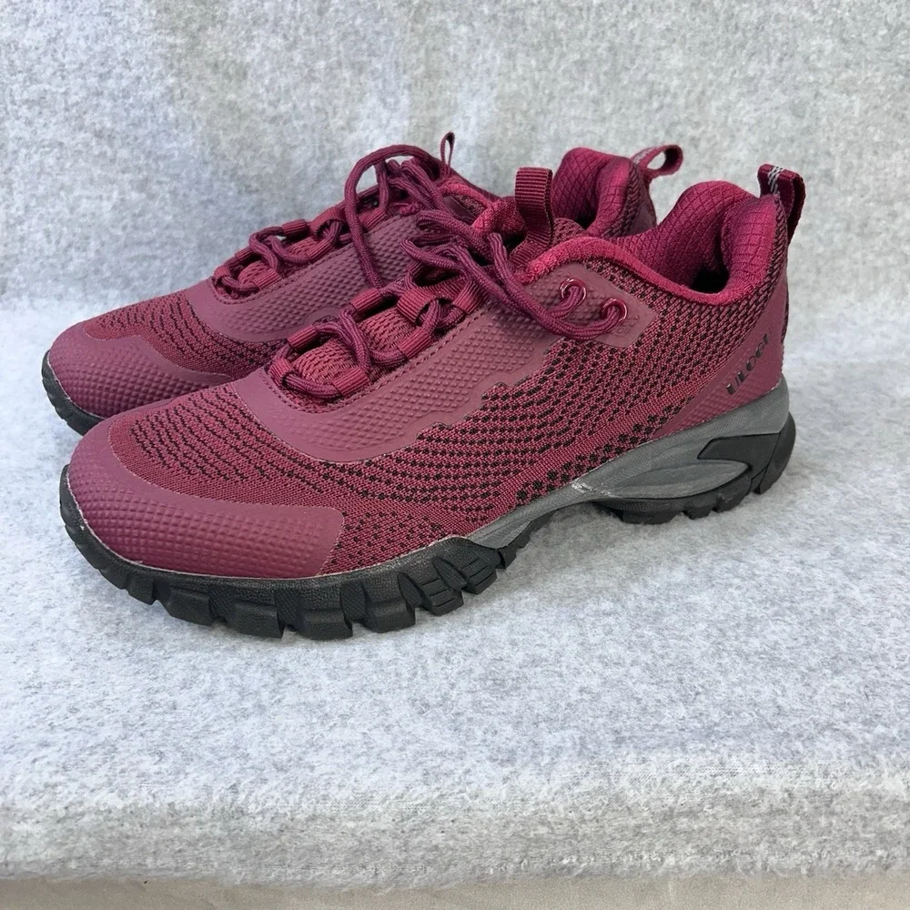 ULOGU Trail Hiking Shoes EU 40 Burgundy Lace Up Outdoor Athletic Sneakers